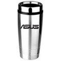 16 Oz. Stainless Steel Travel Tumbler w/ Plastic Interior & Sip-Thru Lid